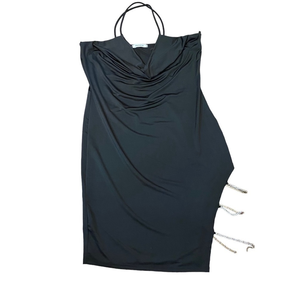 Papaya Black Spaghetti Strap Women Dress Large